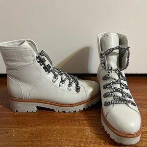 Marc Fisher Ivory Lace-Up Boots